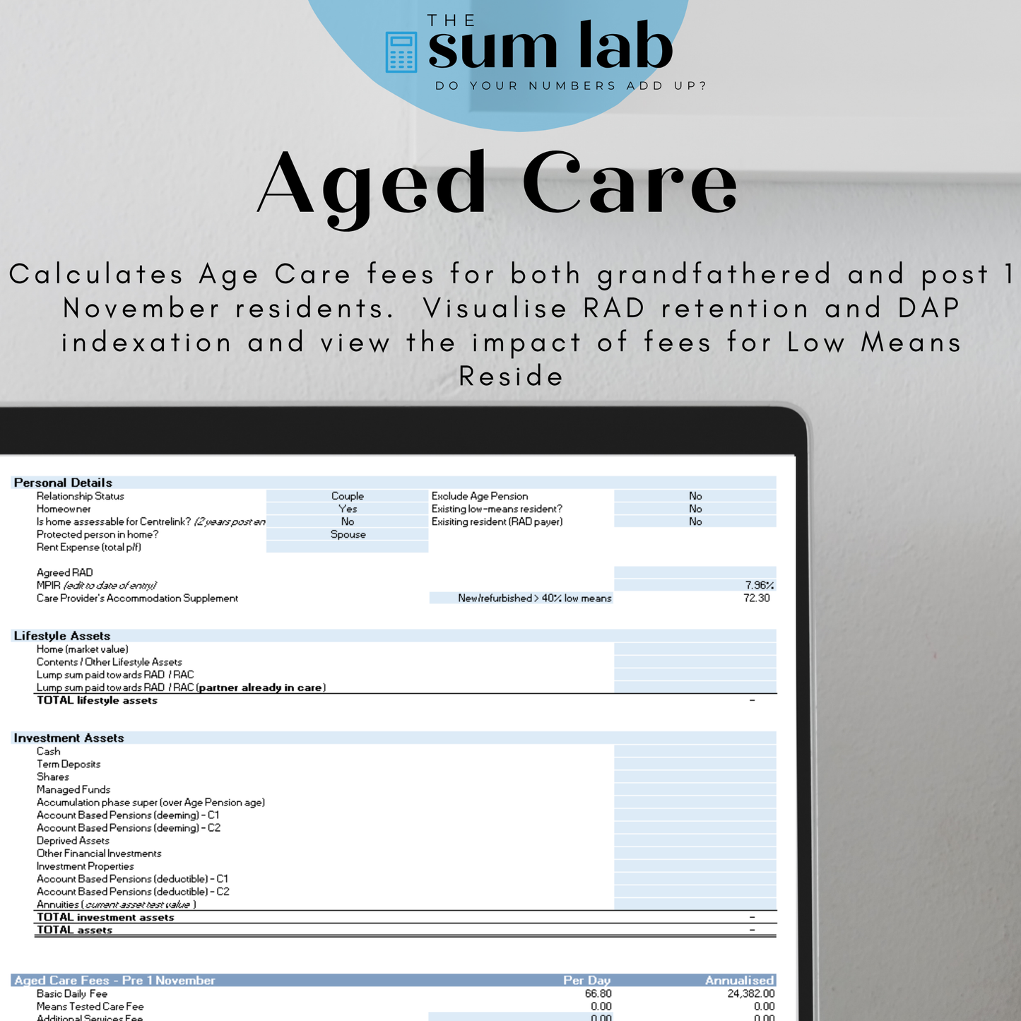 Aged Care Calculator - Pre & Post 1 Nov